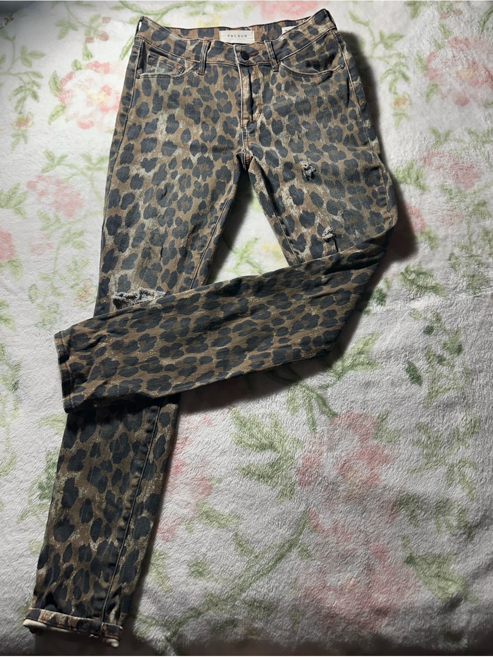 PacSun Leopard-Print Skinny Jeans - Brown & Black